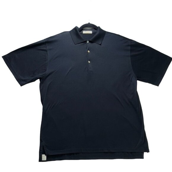 Peter Millar Black Polo Shirt M Cotton Short Sleeve Golf Casual - Picture 2 of 8